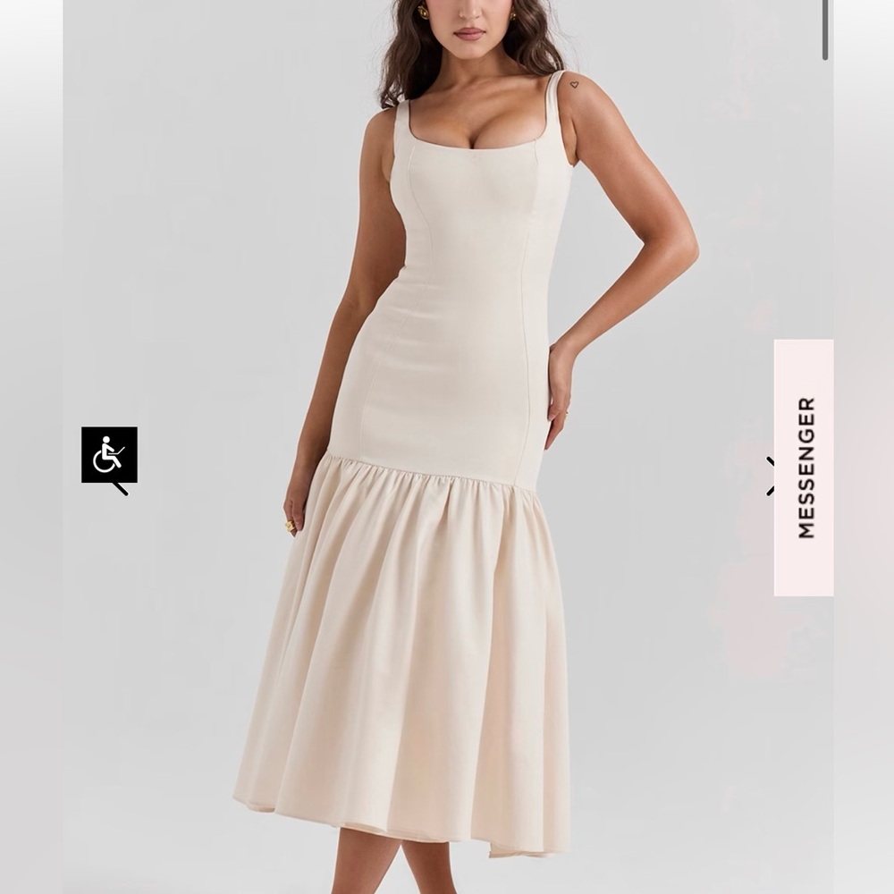 HOCB-AMORE vintage cream dropped waist dress. S (2-4)